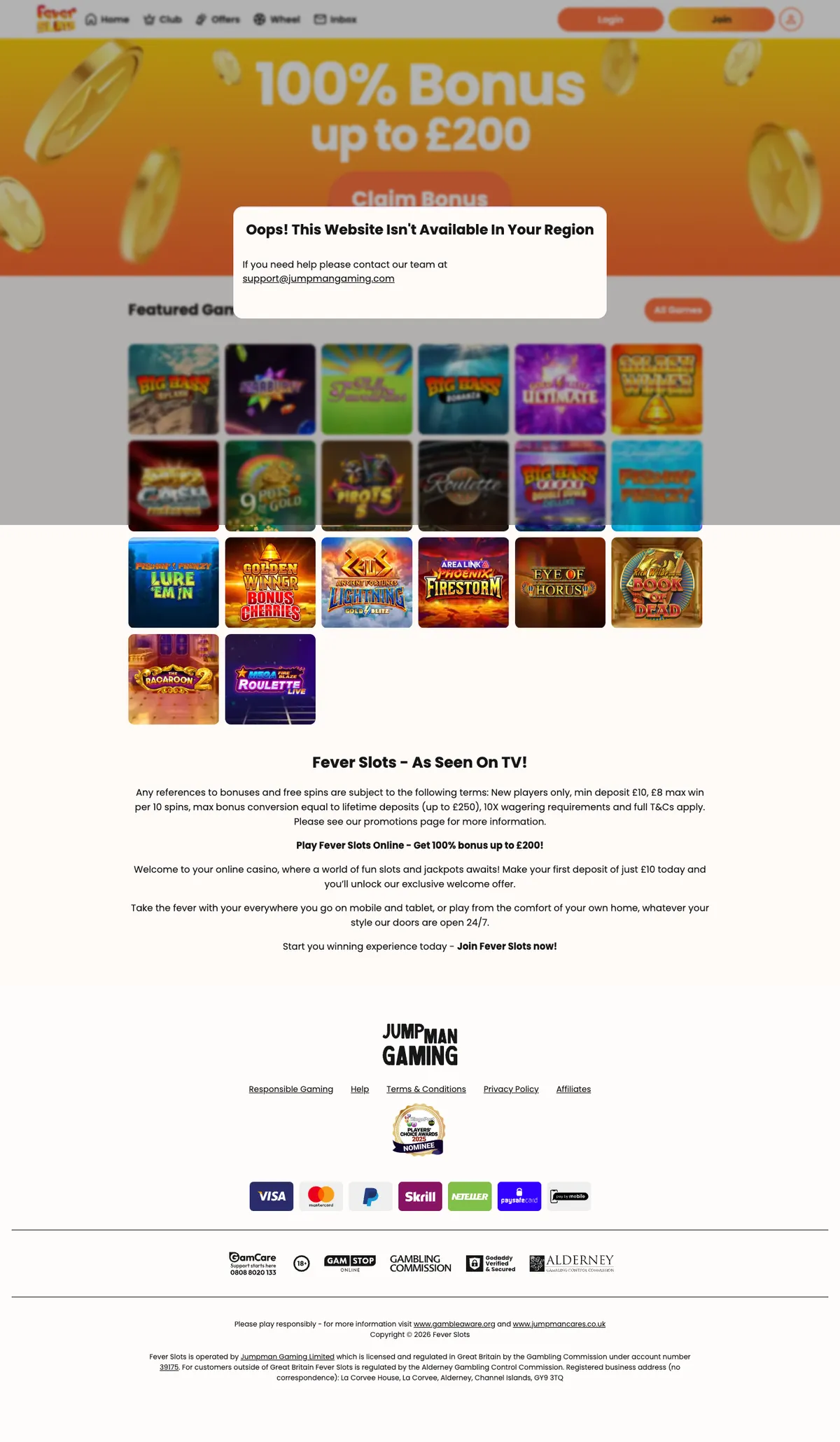 Fever Slots Casino — «Главная», снято из страны Австрия