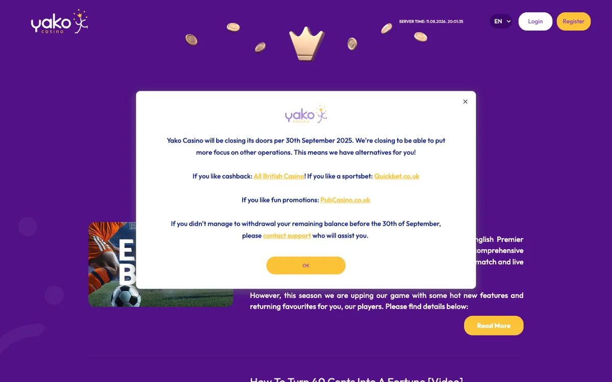 YakoCasino — Promotions, captured from South Africa