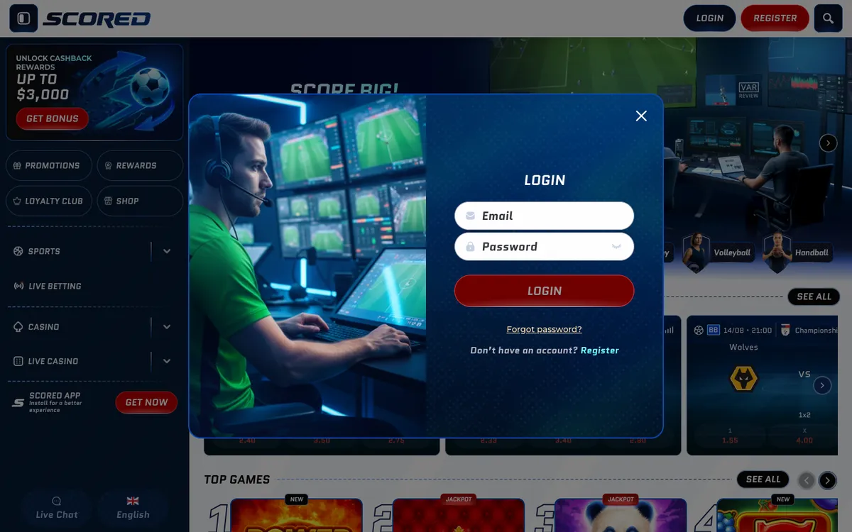 Scored Casino — Sign-up, captured from Canada