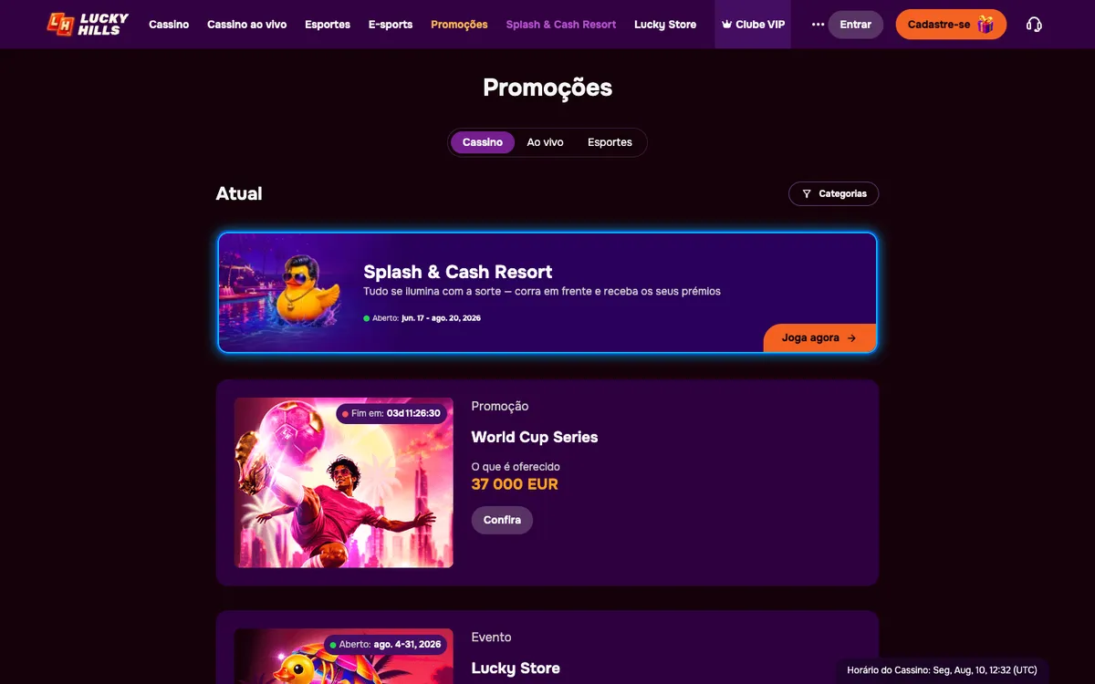 LuckyHills Casino — Promotions, captured from Brazil