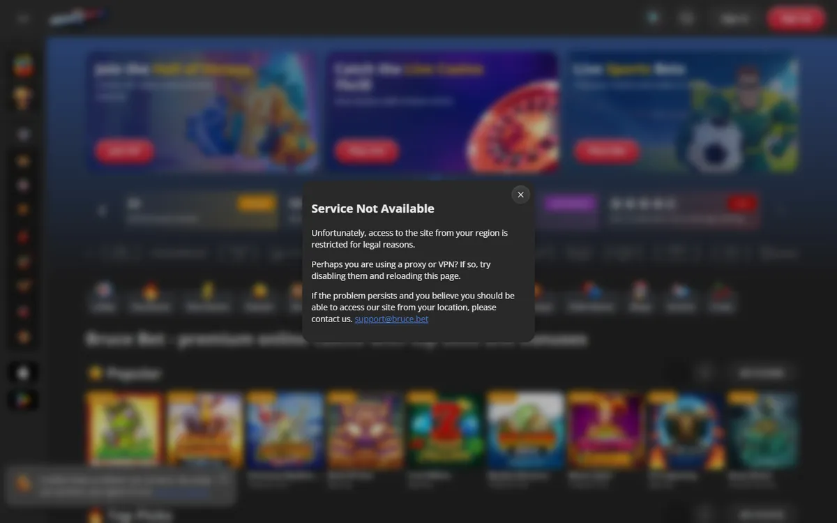 BruceBet Casino — Sign-up, captured from Canada