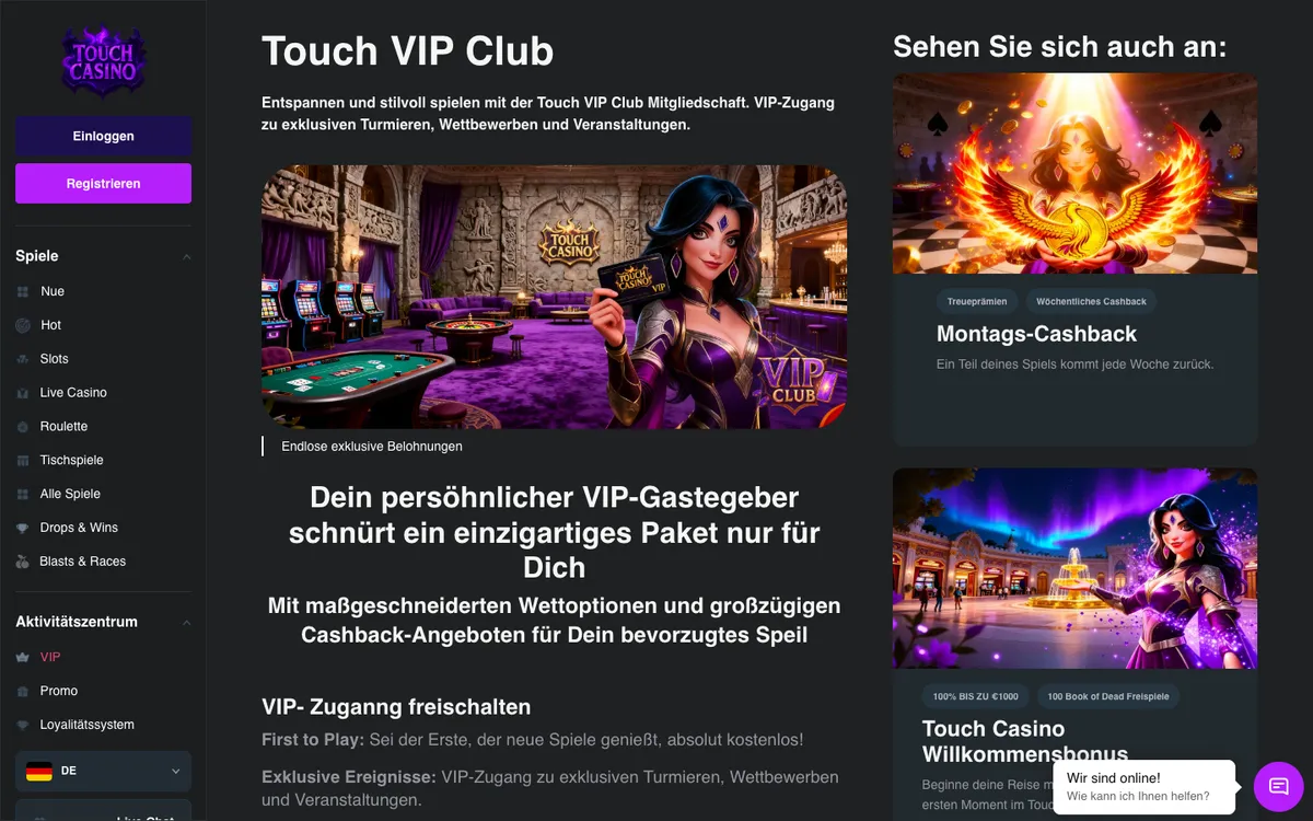Touch Casino — Promotions, captured from Germany