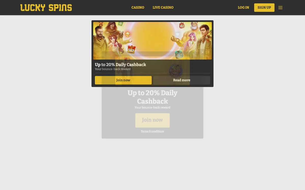 Lucky Spins Casino — Promotions, captured from Austria
