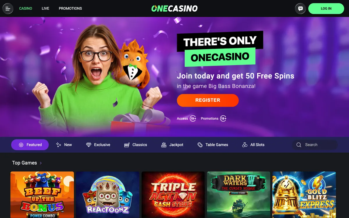 One Casino — Home page, captured from Canada