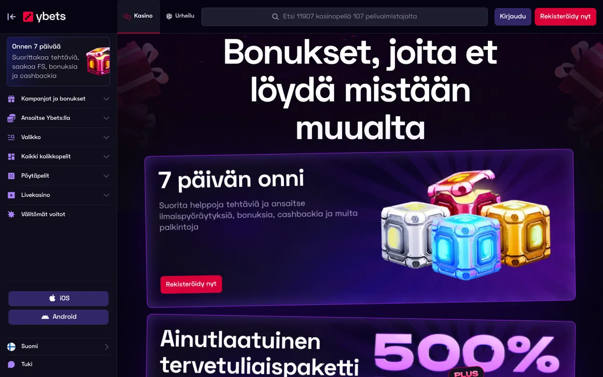 Ybets Casino — Promotions, captured from Finland