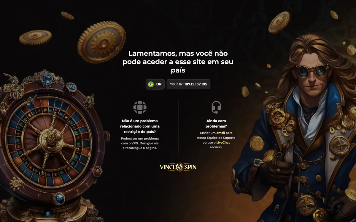 Vincispin Casino — «Главная», снято из страны Австрия