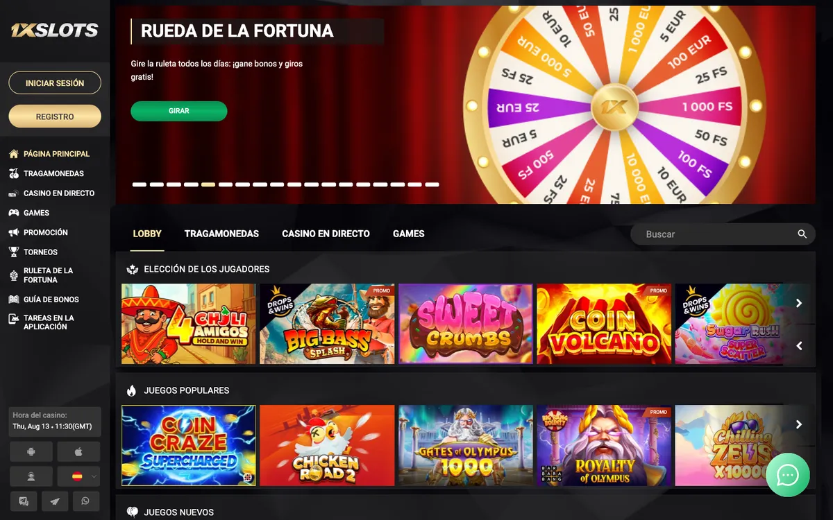 1xSlots Casino — «Главная», снято из страны Аргентина