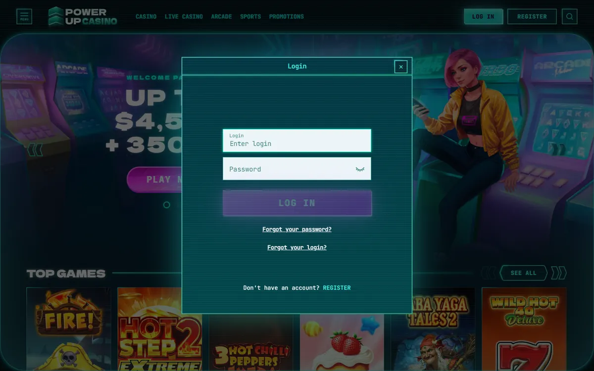 PowerUp Casino — Sign-up, captured from Canada