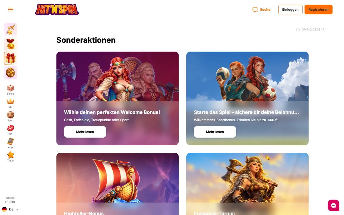 HitNSpin Casino — Promotions, captured from Germany
