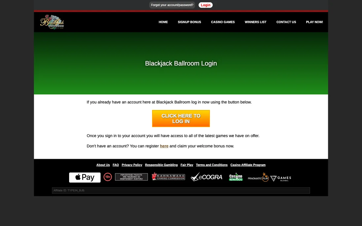Blackjack Ballroom Casino — Sign-up, captured from Brazil