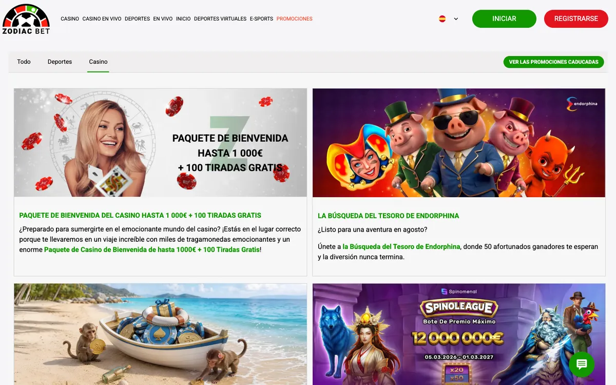 ZodiacBet Casino — Promotions, captured from Mexico