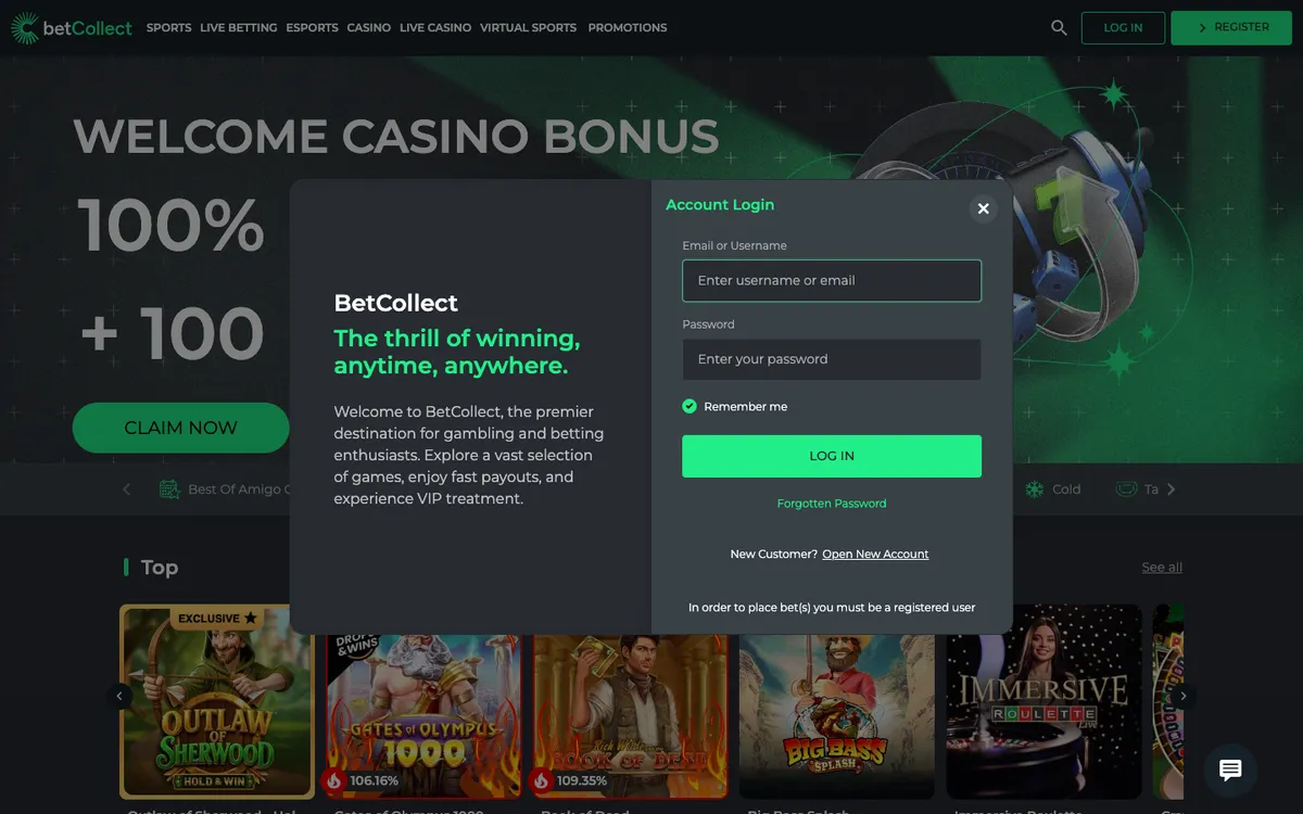 BetCollect Casino — Sign-up, captured from New Zealand