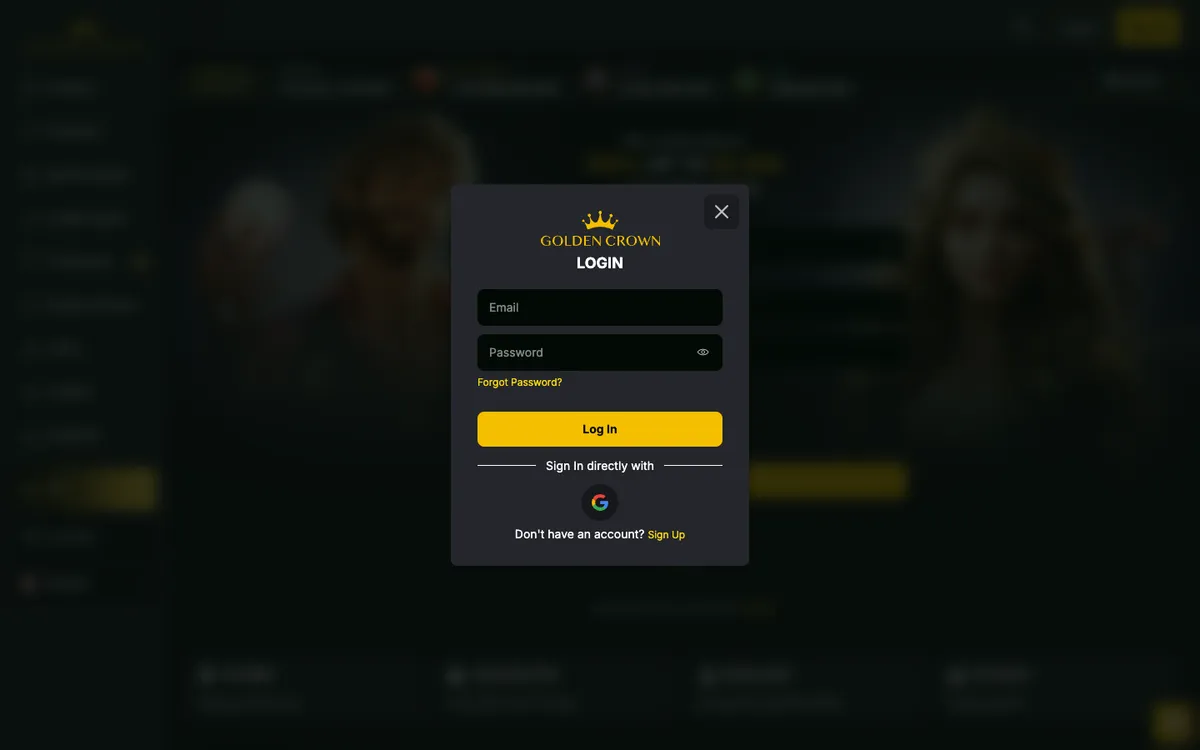Golden Crown Casino — Sign-up, captured from Canada