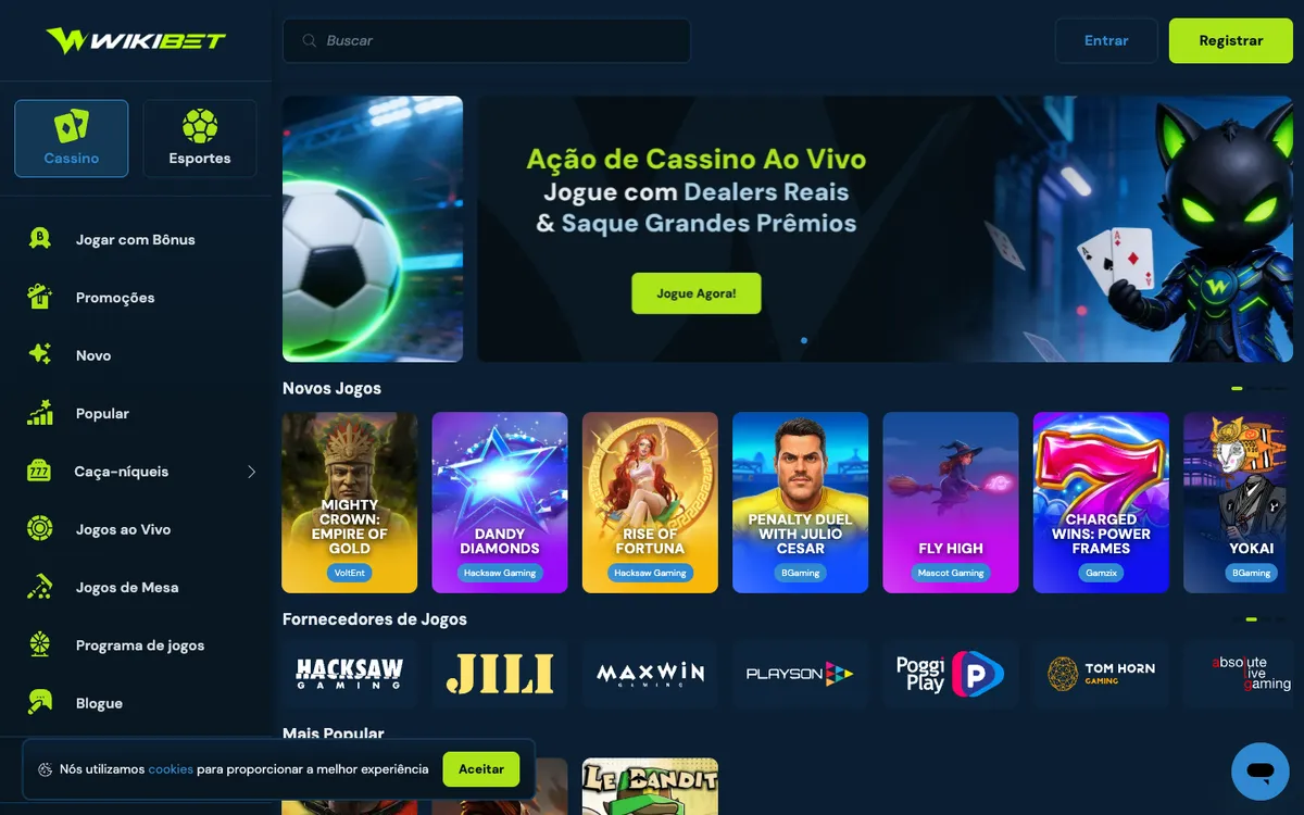 Wikibet Casino — Home page, captured from Portugal