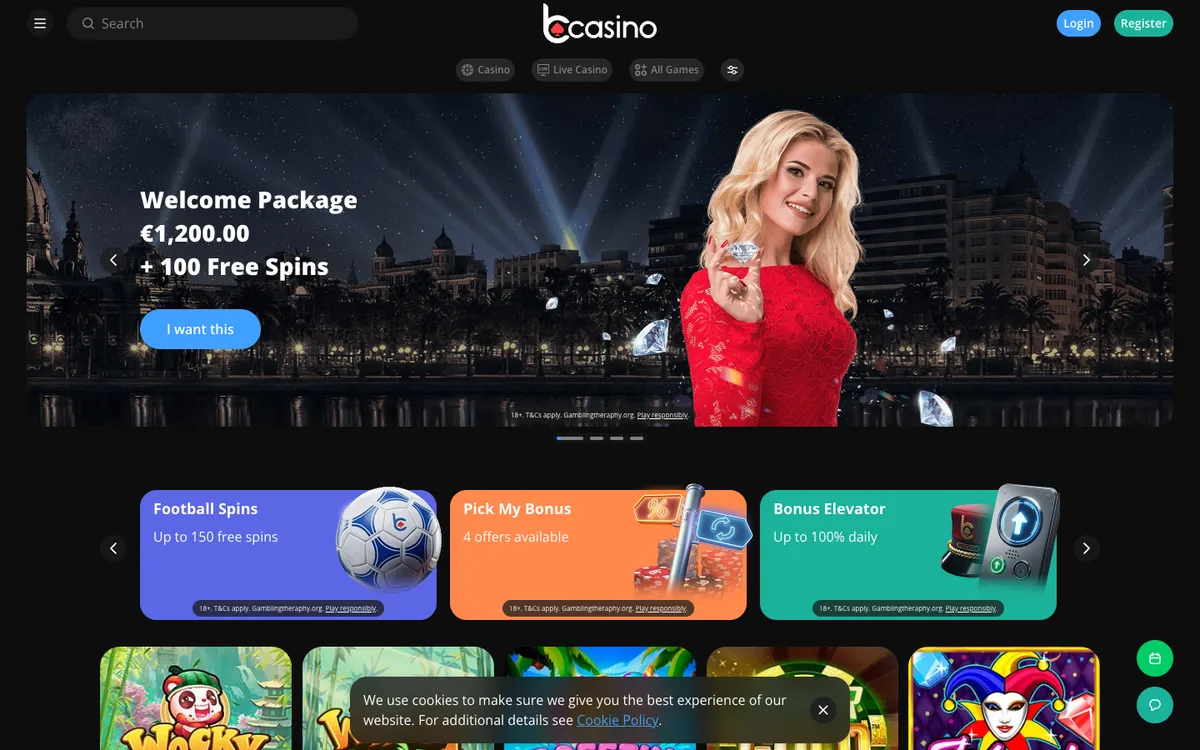 bCasino — Home page, captured from United Arab Emirates
