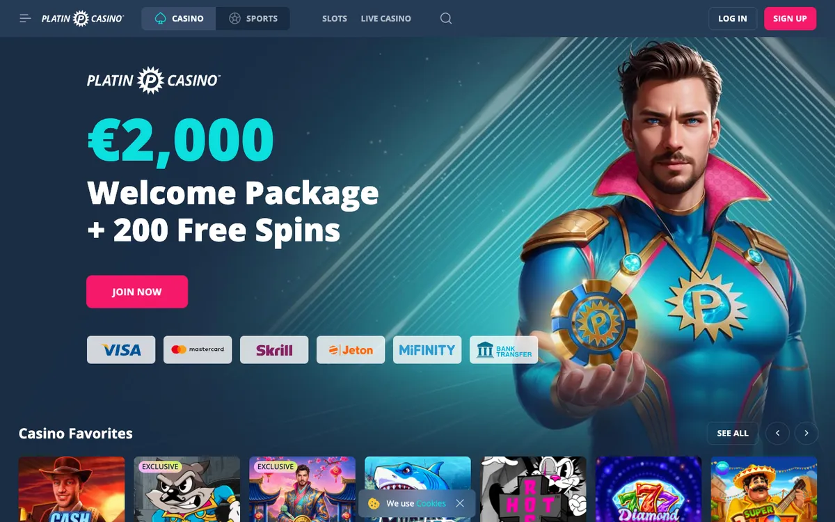 Platincasino — Home page, captured from Brazil