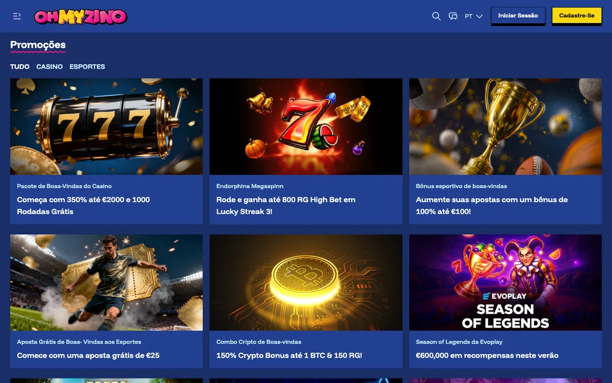 OhMyZino Casino — Promotions, captured from Portugal