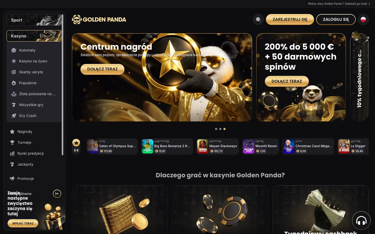 Golden Panda Casino — «Главная», снято из страны Польша