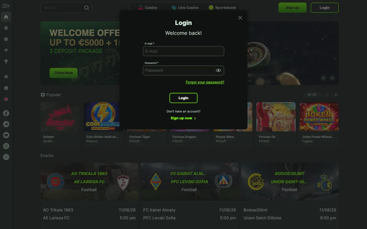 WeltBet Casino — Sign-up, captured from Spain