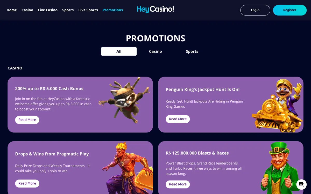 HeyCasino! — Promotions, captured from Belgium