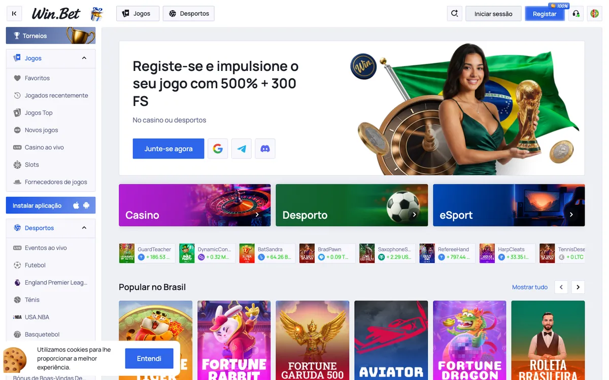 Win.Bet Casino — «Главная», снято из страны Бразилия