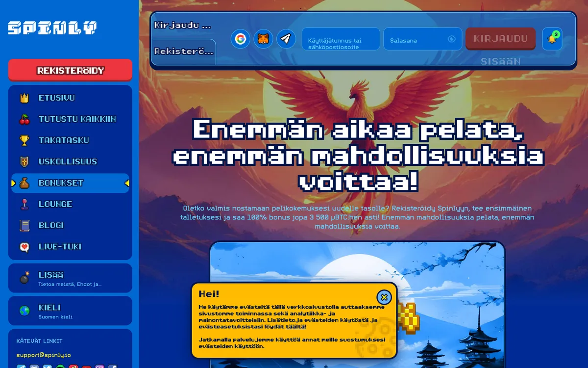 Spinly Casino — Promotions, captured from Finland