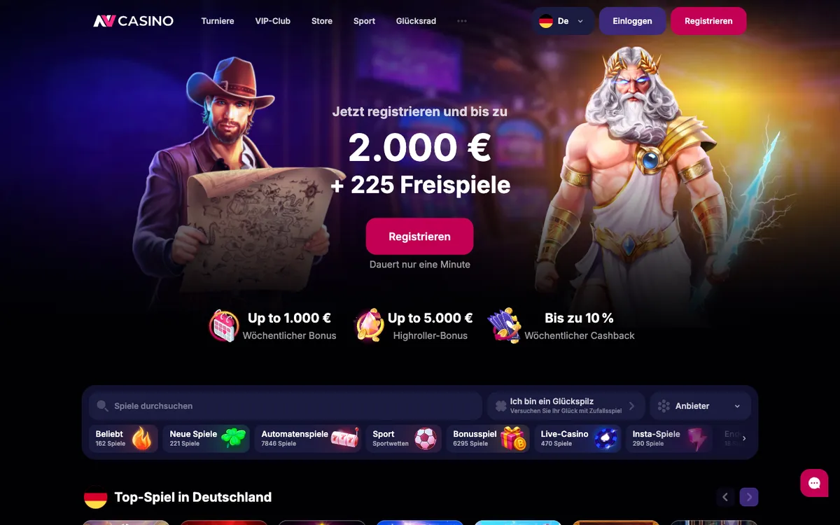 NV Casino — «Главная», снято из страны Германия