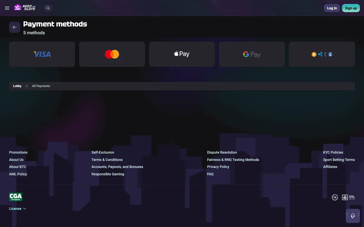 Needforslots Casino — Payments, captured from Croatia