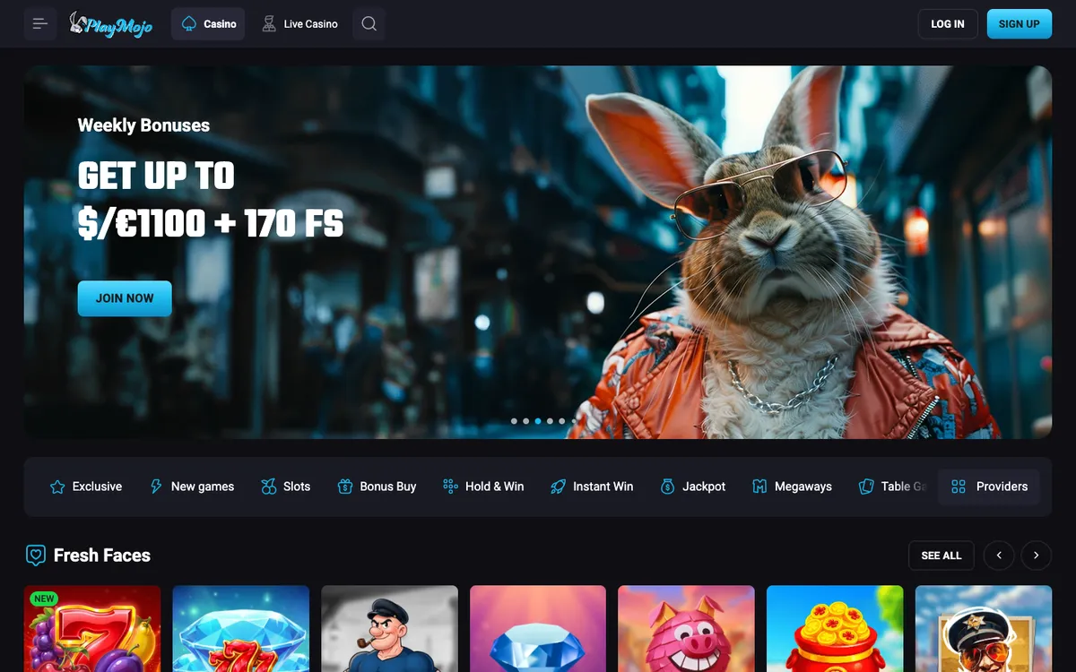 PlayMojo Casino — «Главная», снято из страны Бразилия