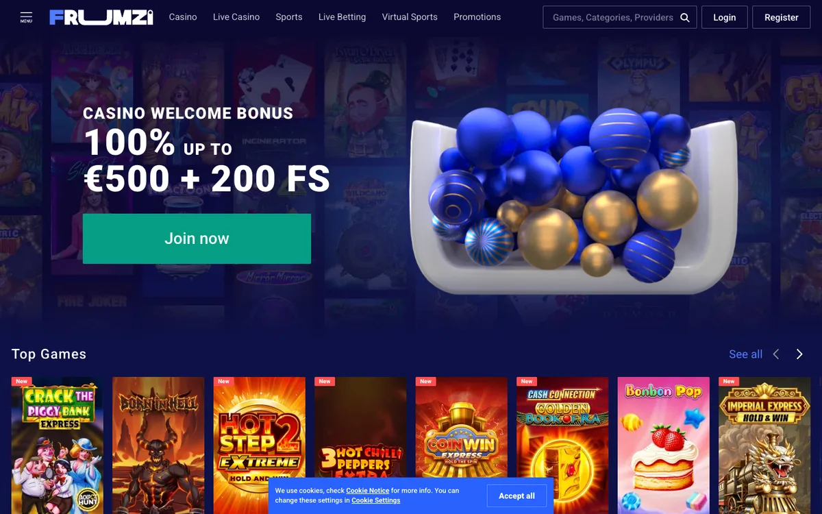 Frumzi Casino — «Главная», снято из страны Южно-Африканская Республика
