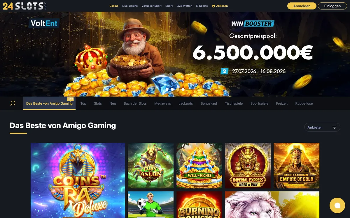 24Slots Casino — Home page, captured from Germany