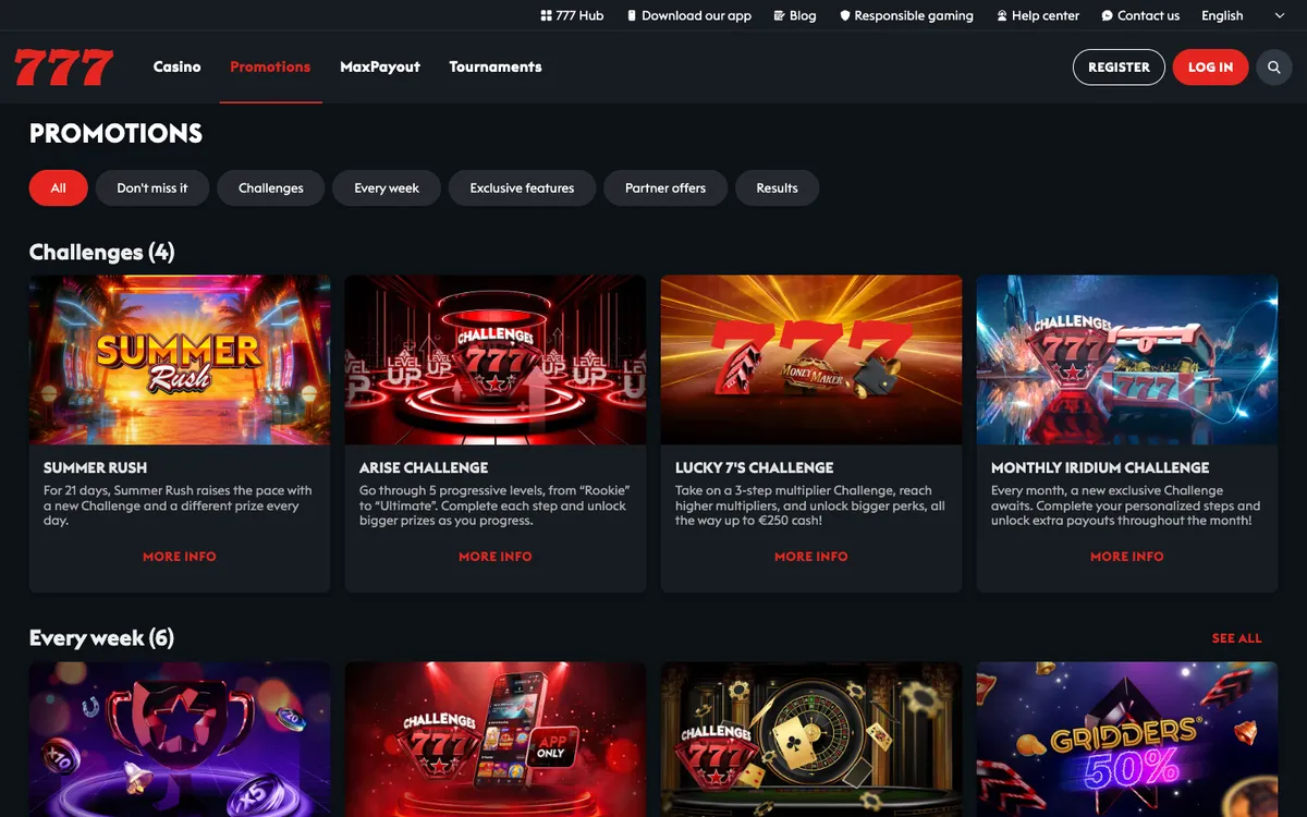 Casino777.be — Promotions, captured from United Kingdom