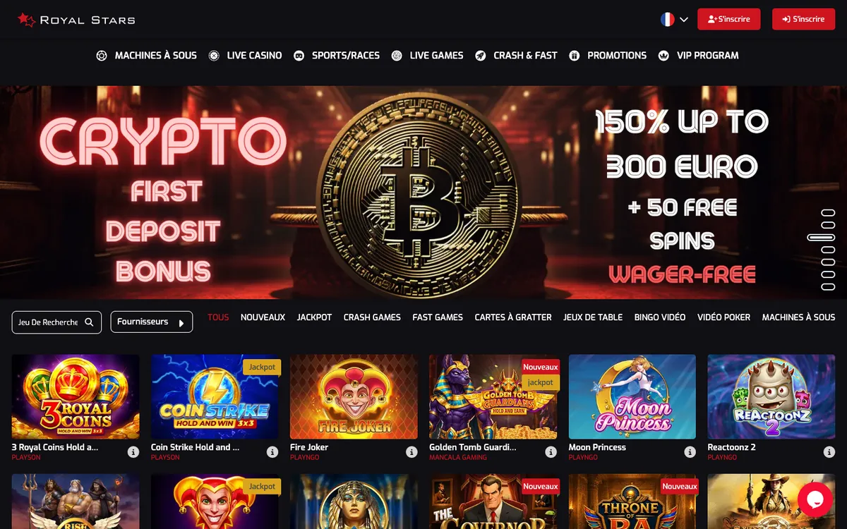 Royal Stars Casino — Home page, captured from France