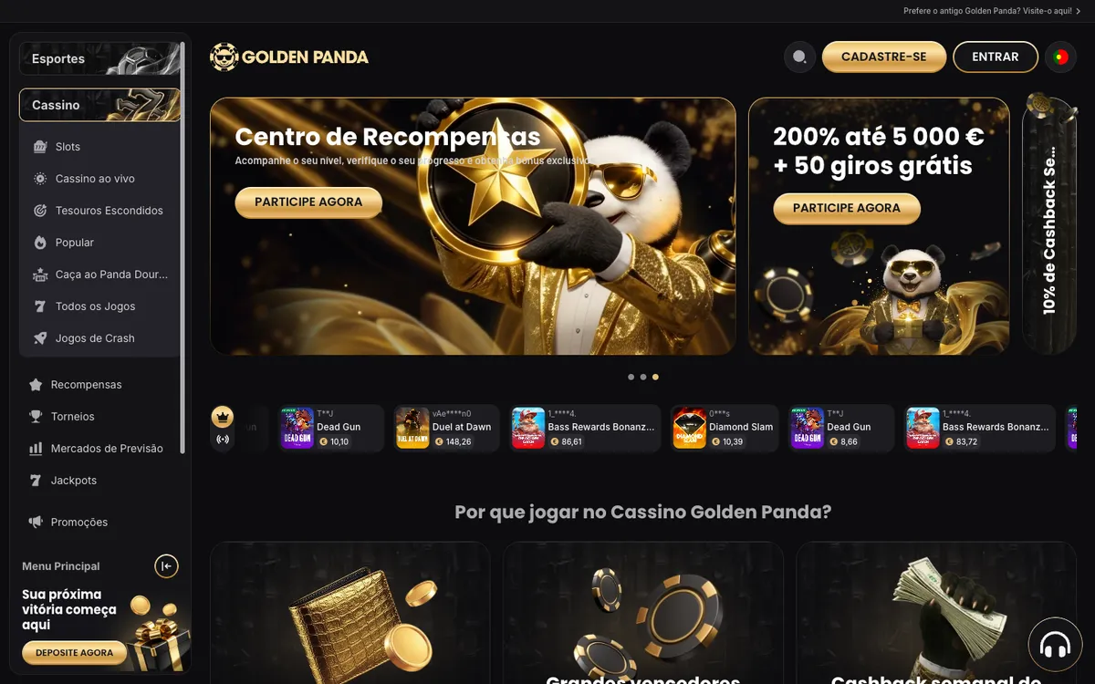 Golden Panda Casino — «Главная», снято из страны Бразилия