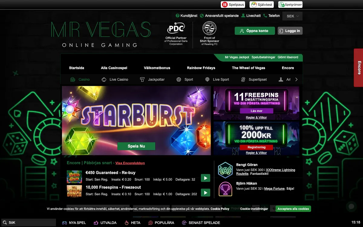 MrVegas Casino — Home page, captured from Sweden
