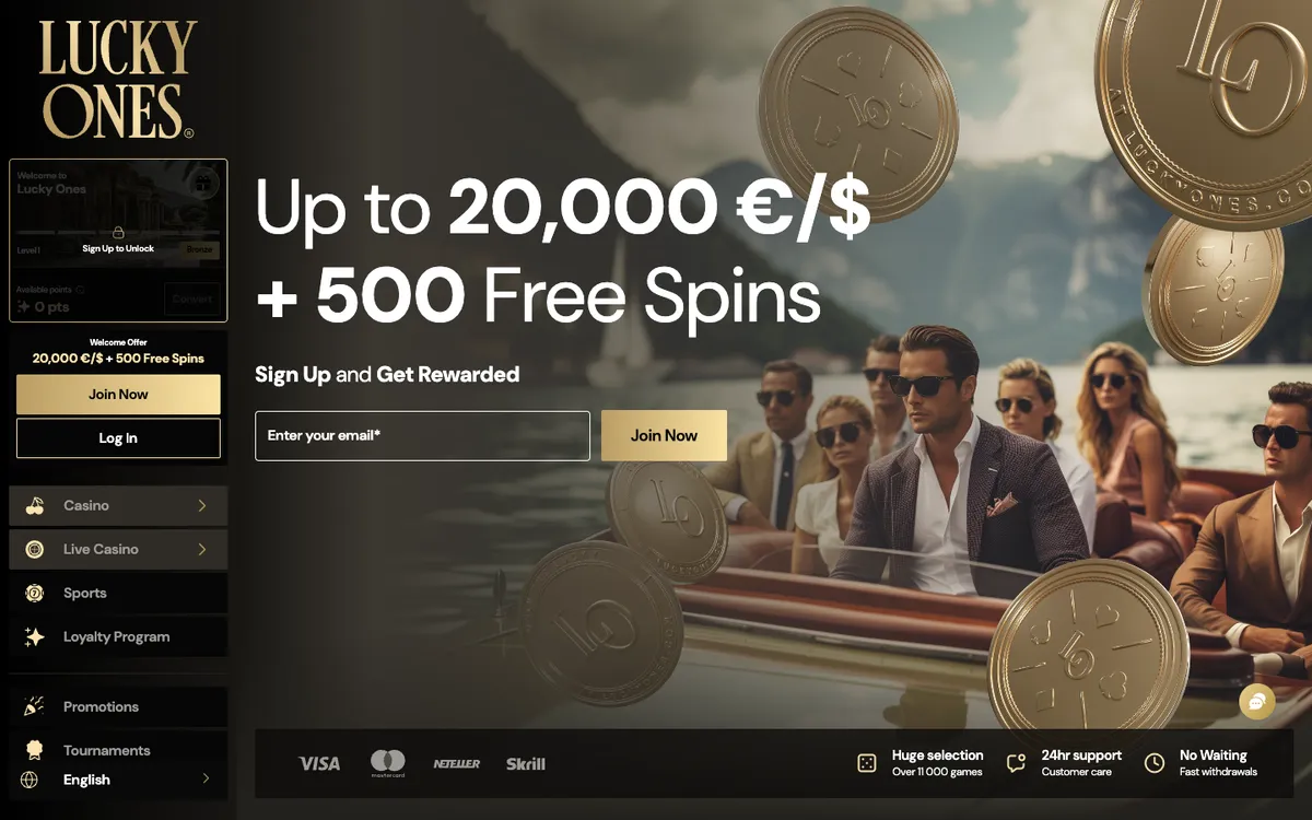 Lucky Ones Casino — Home page, captured from South Africa