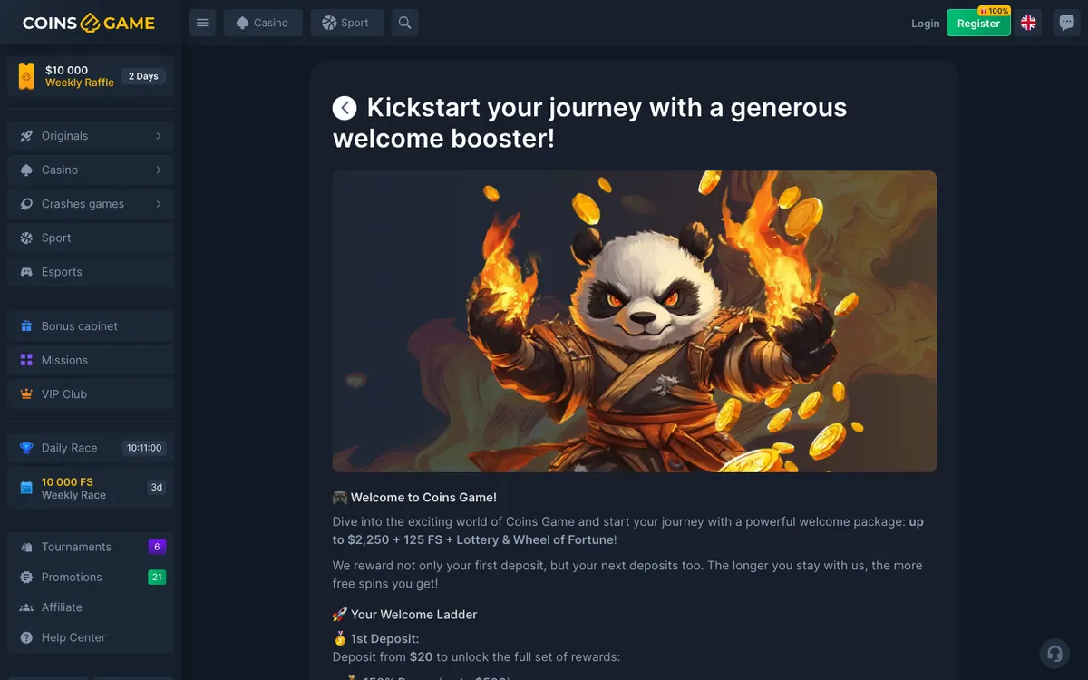 Coins Game Casino — Promotions, captured from Nigeria