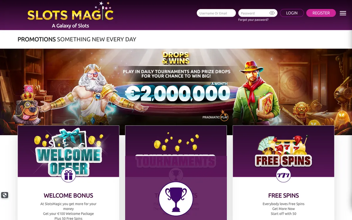 Slots Magic Casino — Promotions, captured from South Africa