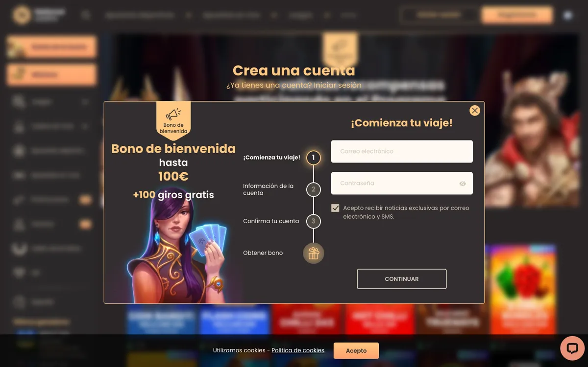 National Casino — Sign-up, captured from Colombia