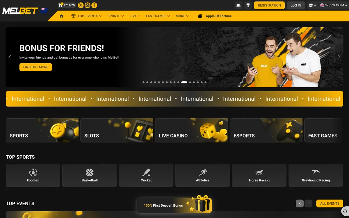 Melbet Casino — Home page, captured from New Zealand