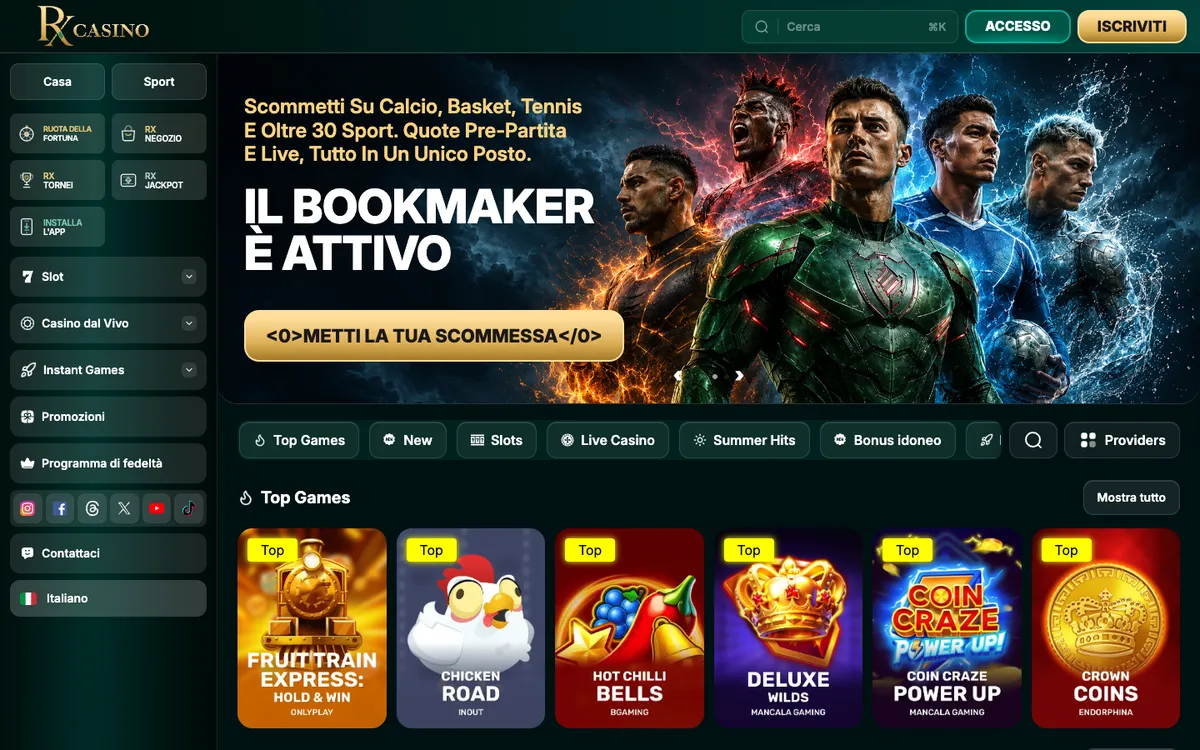 RX Casino — «Главная», снято из страны Италия