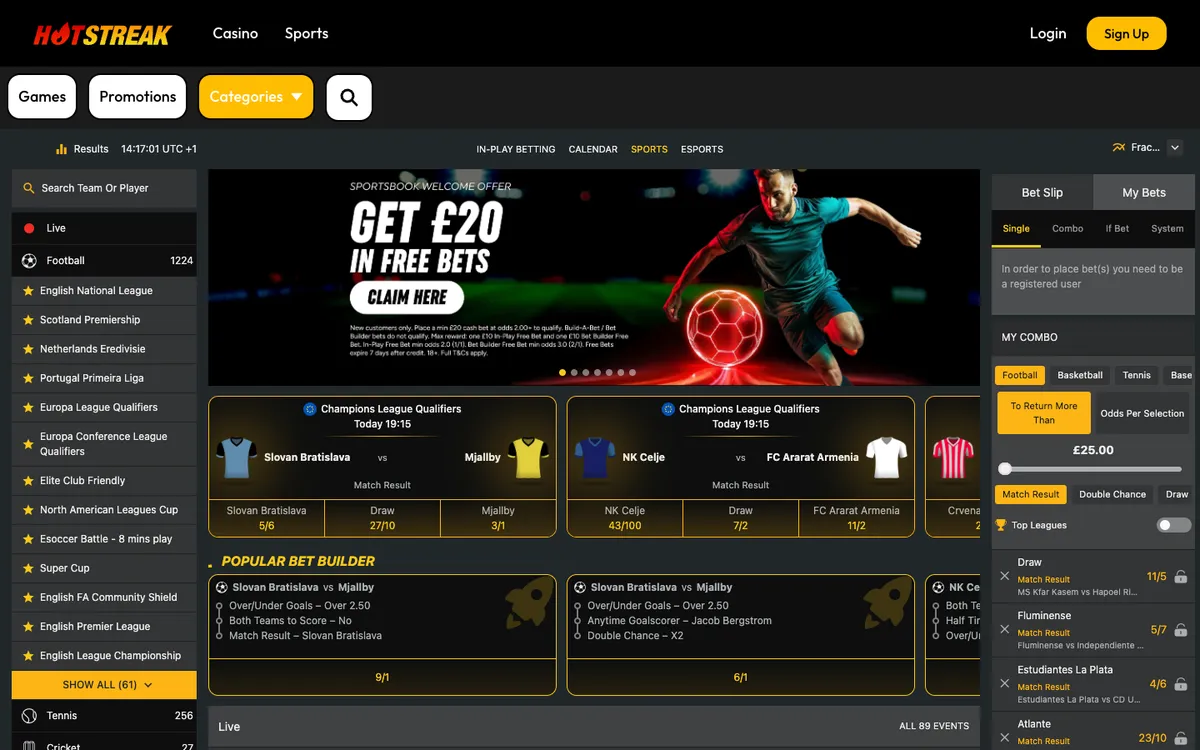 Hot Streak Slots Casino — Home page, captured from United Kingdom