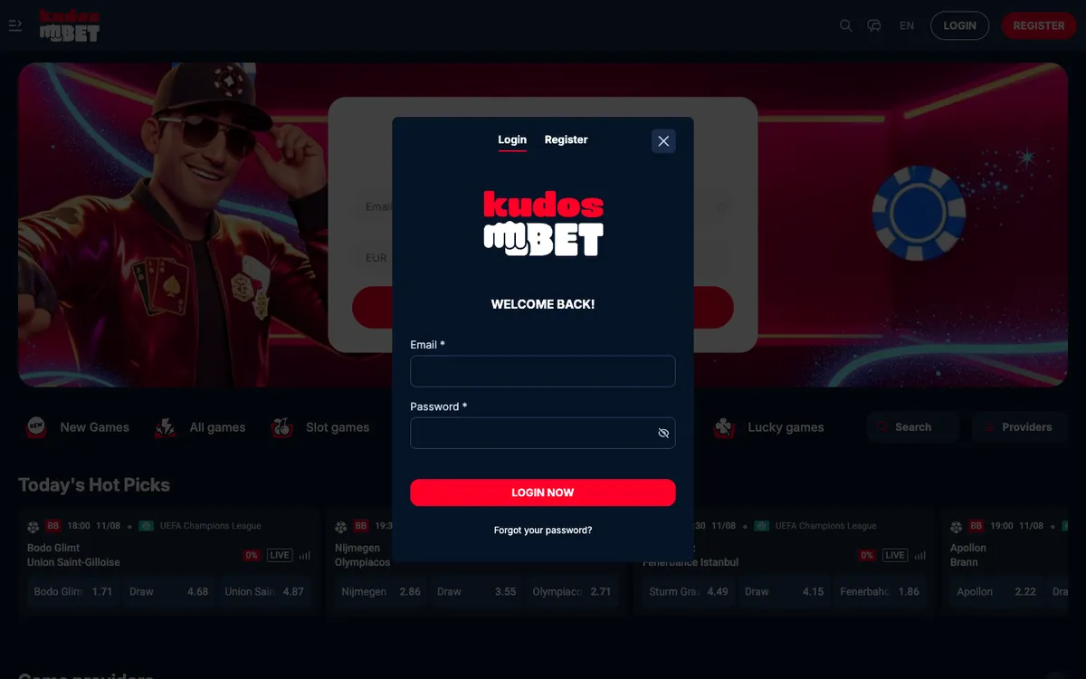 Kudosbet Casino — Sign-up, captured from Australia