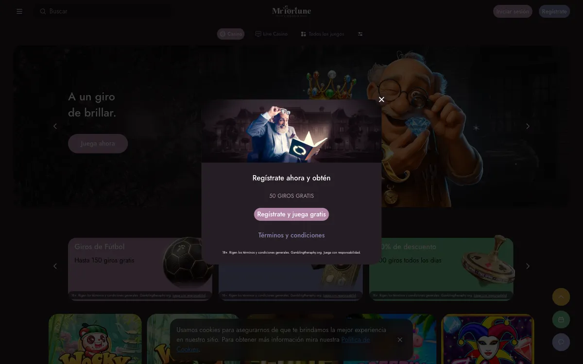 Mr Fortune Casino — Home page, captured from Colombia