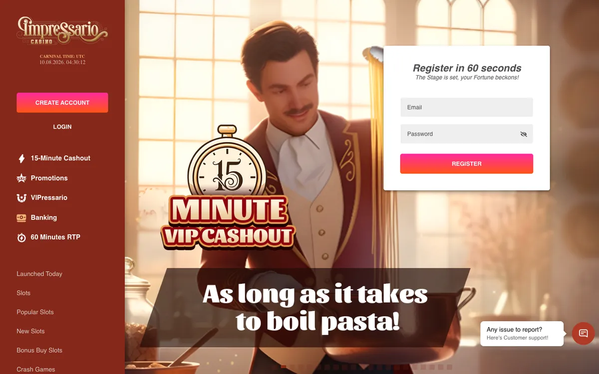 Impressario Casino — Sign-up, captured from Austria