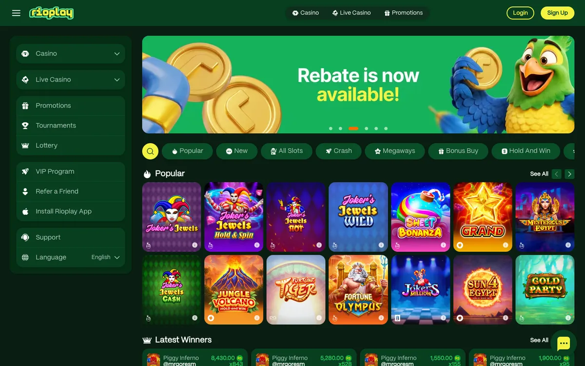 RioPlay Casino — Home page, captured from Austria