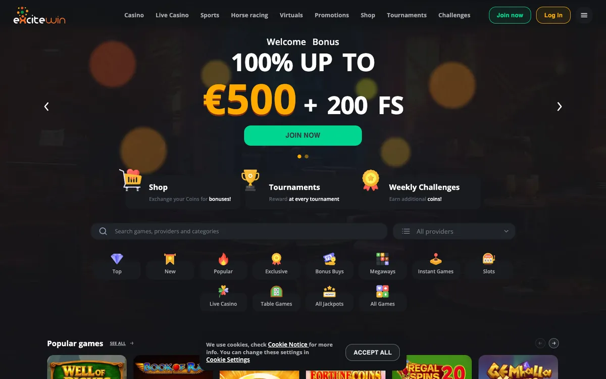Excitewin Casino — «Главная», снято из страны Перу
