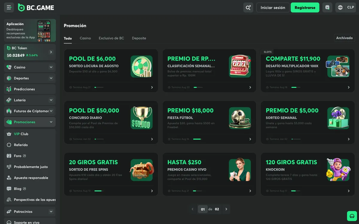 BC.Game Casino — Promotions, captured from Chile