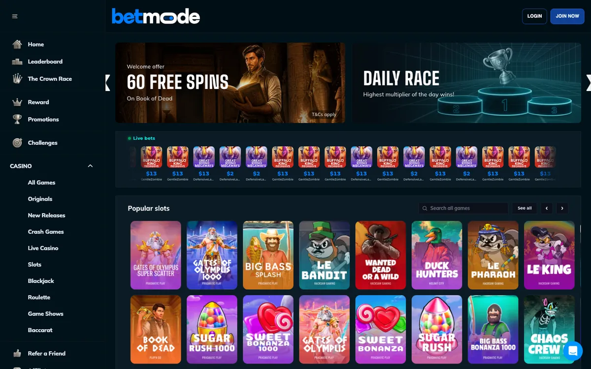 BetMode Casino — Sign-up, captured from Austria