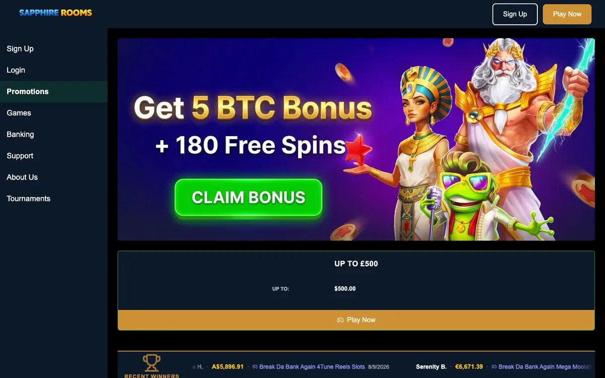 Sapphire Rooms — Promotions, captured from United Kingdom